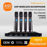 Système de microphone sans fil UHF 4 canaux avec micros à condensateur XLR à réduction de bruit pour réunions audio professionnelles, mariages, KTV à domicile
