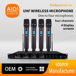 4-канальная беспроводная UHF-система микрофонов с XLR-разъемом, конденсаторный микрофон с шумоподавлением для профессионального аудио, совещаний, свадеб, домашнего караоке - Product Image 2
