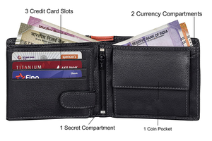 Portefeuille en cuir Inde Couture ultra résistante Fait à la main Portefeuille en cuir véritable bloquant les RFID pour hommes - Product Image 4