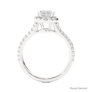 Anillo de compromiso de halo de diamante cultivado en laboratorio de corte ovalado de 1,05 quilates, banda de boda de oro blanco, regalo de aniversario para su boda de diamante CVD - Product Image 2