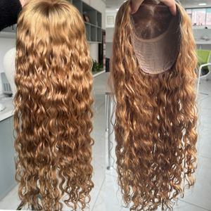 Venta al por mayor: Topper con cierre <span class=keywords><strong>de</strong></span> encaje 8x8, rubio miel personalizado, ondas profundas, cabello humano <span class=keywords><strong>de</strong></span> 24 pulgadas <span class=keywords><strong>de</strong></span> largo, ondas voluminosas. - Product Image 4