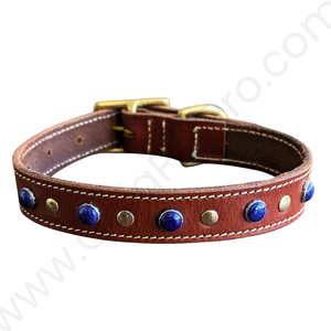 Collar de perro de cuero tachonado resistente elegante de lujo patrón sólido transpirable pequeño mediano tamaños personalizados clásico duradero - Product Image 1