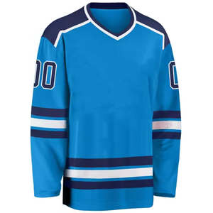 ชุดยูนิฟอร์มฮอกกี้น้ำแข็งสีขาวคุณภาพสูงแบบ OEM พร้อมโลโก้สั่งทำพิเศษ ระบายอากาศได้ดี ป้องกันแบคทีเรีย แห้งเร็ว แบบซับลิเมชั่น - Product Image 5