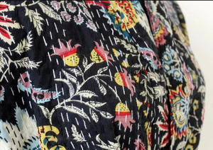 Peignoir Kimono de luxe Boho unisexe 100% fait à la main en coton Kantha noir imprimé Paisley Long Free Spring pour les demoiselles d'honneur de Noël - Product Image 3