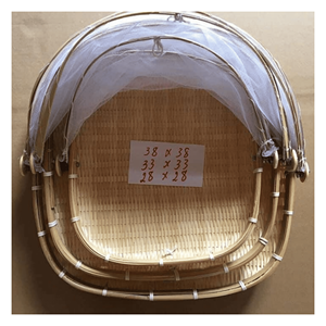 Bandeja de bambú para remover con malla, bambú natural con cubierta de malla para proteger alimentos, secar y preparar en la cocina, Vietnam - Product Image 3