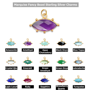 925 Sterling Silver Marquise Facettes Turquoise Gemme DIY Fabrication de Bijoux Charme Pendentif Or Vermeil Lunette Romantique Petit Cadeau - Product Image 5