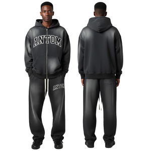 Último fabricante de chándal con cremallera y logotipo personalizado, chándal acampanado de alta calidad, chándal personalizado para hombre, 100% algodón lavado con ácido - Product Image 1