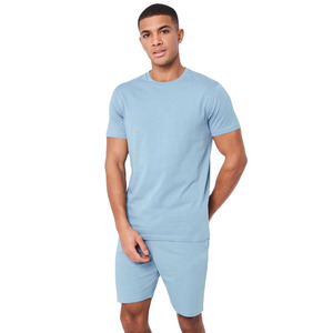 Camiseta de verano de secado rápido para hombre, algodón y poliéster, transpirable, patrón sólido, estilo callejero, conjunto corto para deportes de clima cálido - Product Image 3