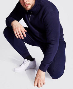 Logotipo personalizado Boxy fit Sweatsuits Conjuntos unisex en blanco 100% algodón 400gsm French Terry Navy Zip up Sudadera con capucha y chándales - Product Image 2