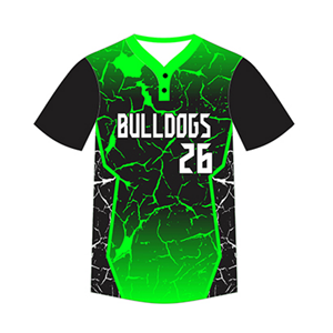 Maillot de baseball personnalisé OEM avec impression par sublimation, motif vert, deux boutons, avec nom et numéro personnalisés, vêtements d'équipe - Product Image 2