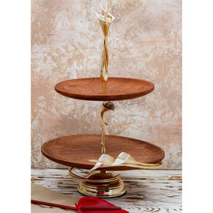 Stylish <b>Cake</b> Holder Sweet Serving Stand Creative Quality Gold Plated Hammered Stainless Steel <b>Cake</b> Stand With Floral Design - Product Image 4