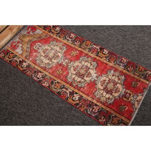 Tapis vintage, petit tapis de 2,8 x 6,3 pieds, tapis turc géométrique rouge - Product Image 4