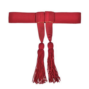 Cinturón de Faja Ceremonial Rojo Carmesí de 70 mm de Ancho con Accesorios de Latón, Ajustable a la Cintura, Faja Ceremonial de Lujo - Product Image 1