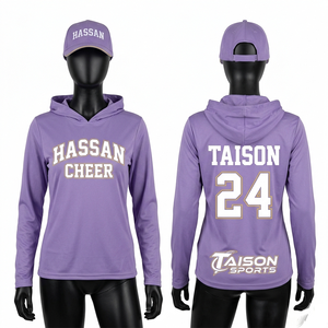 Sudadera de entrenamiento para mujer de poliéster y spandex premium, color lavanda púrpura, con logo personalizado por transferencia, para entrenamiento de porristas. - Product Image 1