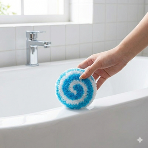 HOLAMOPA Éponge à récurer anti-rayures pour salle de bain, en maille plastique bleue et blanche, pour le nettoyage des baignoires, des carreaux et du verre - Product Image 4