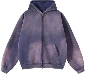 Sudadera con capucha lavada con ácido de gran tamaño para hombre, Jersey de algodón de estilo vintage, ropa de calle, sudadera con efecto lavado, uso informal - Product Image 4