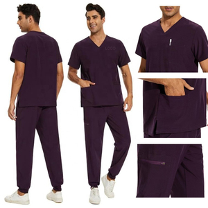 Uniforme de gommage pour hommes coupe décontractée traditionnelle durable col en V extensible haut de gommage hospitalier uniforme médical vêtements de travail - Product Image 5