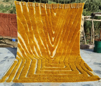 Mostaza amarilla brillante Beni Mrirt, Alfombra de lana marroquí hecha a mano, alfombra de lujo tejida a mano, lavable cuadrado marroquí OEM hecho a mano