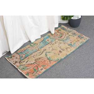 Tapis turc Vintage de 1,5x2,9 pieds, tissage plat en laine patchwork bleu Beige pour décor de salon, support en latex de 4m de large - Product Image 3