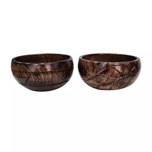 Bol en bois fait main avec finition émaillée, idéal pour servir les aliments, accessoires de cuisine, plat de service en bois - Product Image 3