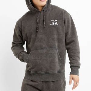 Sudadera con capucha para hombre con aspecto lavado ácido Sudadera con capucha para hombre mezclada de algodón con patrón de lavado ácido y textura suave - Product Image 1