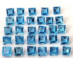 Topacio Azul Suizo Natural, Corte Cuadrado de 4 mm, Facetado - Topacio Azul Suizo Suelto, Corte Cuadrado - Product Image 6