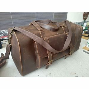 Sac de voyage pour homme en cuir véritable, imperméable, léger, durable, sac de sport de luxe, doublure en polyester, portable - Product Image 5