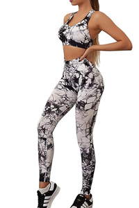 Women's <b>Tie</b> <b>Dye</b> Workout <b>Sets</b> 2 Pieces Seamless High Waist Yoga Leggings with Sports Bra Gym Outfit Clothes - Product Image 4