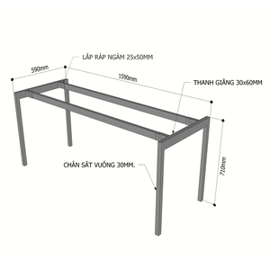 Estructura de Acero Minimalista para Mesa de 160x60cm, Sistema Slean HCSL008 - Product Image 4