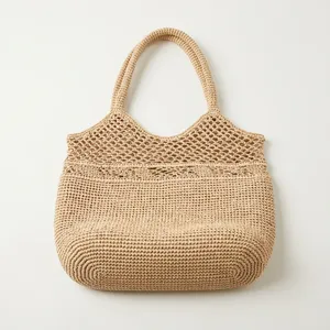 Bolso Tote de Rafia Ecológico Hecho a Mano para Mujer, Color Sólido, Estilo Dama, para Playa, Viajes y Compras, con Logotipo Personalizado - Product Image 6