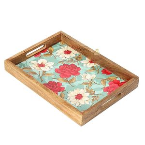Muestra de bandeja elegante de madera diseñada a mano con juego de utensilios de comedor sostenible y decoración para el hogar, la Oficina y la cocina - Product Image 4