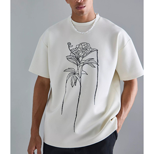 Haute qualité coupe ample imprimé écran DTG impression T-shirt pour hommes haute rue mode goutte épaule 100% coton hommes T-shirts - Product Image 2