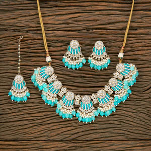 Juego de collar de cuentas Indo occidentales artificiales muy demandadas con chapado en oro en joyería de moda - Product Image 4