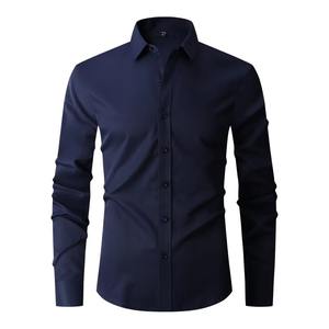 Camisa de satén para hombre de alta calidad elástica delgada de manga larga transpirable de un solo pecho de lujo banquete social vestido formal estampado - Product Image 5