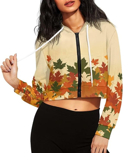 Antiarrugas, transpirables, sudaderas con capucha para mujer Tasa razonable Mujeres Sublimación Crop Hoodie Peso ligero Venta caliente Cómodo - Product Image 1