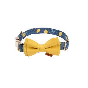 Collar de Perro de Lujo Moderno y Elegante con Diseño Floral de Limón, Lazo Desmontable, Personalizado, Suave, Transpirable, de Algodón Duradero y Ligero - Product Image 1