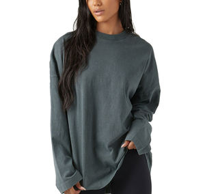 Best Quality Oversized Women's <b>T</b>-<b>Shirts</b> 100% Cotton Long Sleeve O-Neck Front <b>Winter</b> Warm <b>T</b>-<b>Shirts</b> OEM Service Wholesale - Product Image 3
