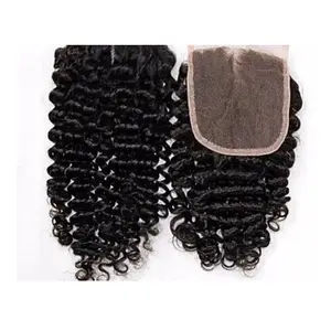 Human Hair Middle Part Closure Hair Poly Pack Wholesale Brazilian Virgin Lace Closure's 100% Natural INDIAN Black Natural Wavy
