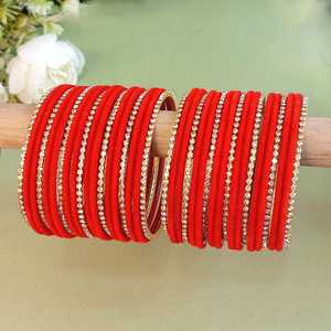 Ensemble de bracelets indiens Rhinestone CZ Crystal Wedding Bridal Velvet Bangle Bracelets Bijoux pour femmes filles (lot de 44) - Product Image 2