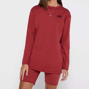 Custom Logo Women Gym Fitness Sports Slim Fit T Shirt and Biker Short <b>Twin</b> <b>Sets</b> Women's Short Tracksuits with OEM - Product Image 1