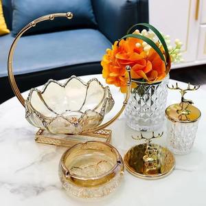 ชามแก้วสำหรับตกแต่งลายดอกไม้พร้อมขาตั้งรูปทรงดวงจันทร์ที่สง่างามโต๊ะวางกลางโต๊ะสำหรับห้องครัวและห้องนั่งเล่นที่บ้าน - Product Image 6