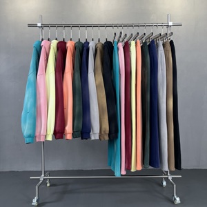 Ensemble sweat à capuche et pantalon large à jambes évasées en molleton épais French Terry pour homme, uni, personnalisable avec impression délavée à l'acide - Product Image 1