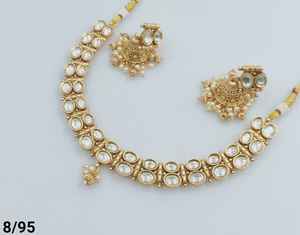 INDIAN TRADITIONAL and FASHIONABLE COPPER <b>JEWELLERY</b> BRIDAL WEDDING <b>JEWELLERY</b> <b>SET</b> for WOMEN EARRINGS and NECKLACE <b>SET</b> - Product Image 3