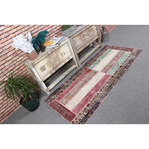 Tapis turc vintage, tapis d'appoint 2,7x6 pi (83x182 cm), tapis en laine rouge camouflage - Product Image 1