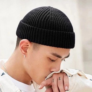 Rimiut Moda Simple Cálido Sombrero de punto para hombres y mujeres Sólido Otoño Invierno Skullies Beanie Cap Estilo de moda Gorros de lana - Product Image 1