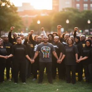T-shirt à manches longues « Inspiring Leaders Black History » avec motif poing de force – Vêtement promotionnel - Product Image 3