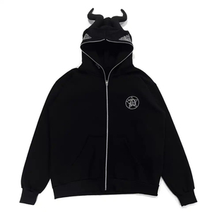 เสื้อมีฮู้ดแบบมีซิปสำหรับผู้ชายผู้หญิง, เสื้อมีฮู้ดแบบมีซิปเต็มหน้าประดับพลอยเทียมแฟชั่นใหม่ - Product Image 2