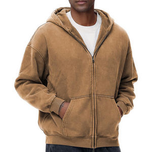 Factory Direct Supplier Casual Wear New Style Men Zipper <b>Hoodie</b> Wholesale Price Custom Logo Men Acid Wash Hoodies - Product Image 3