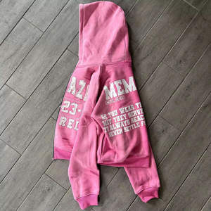 Sudaderas con capucha para hombre desgastadas con apliques personalizados Lavado ácido French Terry 100 por ciento algodón Sudadera con cremallera de gran tamaño 500gsm Tela pesada - Product Image 3