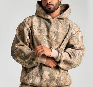 2025 personalizado de alta calidad 100% algodón ramas bosque pulóver de gran tamaño cuadrado peso pesado grueso lujo Camo chándal para hombres - Product Image 3